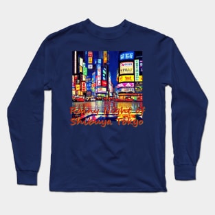 Japan Rainy Night of Shibuya Tokyo by Kana Kanjin Long Sleeve T-Shirt